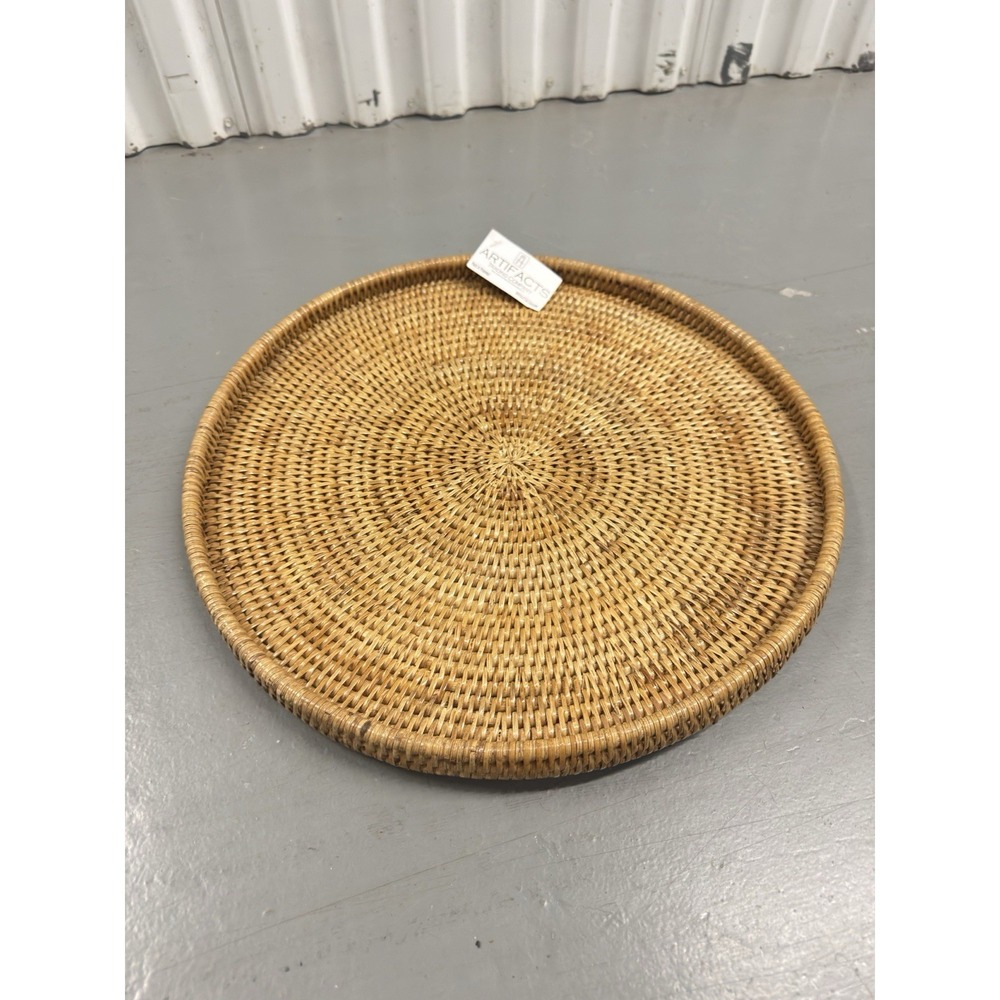 Artifacts Trading Company Hand Woven Rattan Tray 16" Coastal Home Decor NEW - Picture 2 of 7